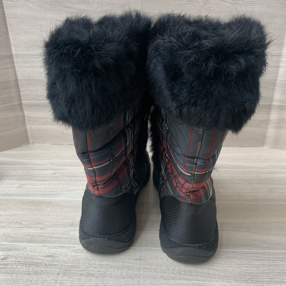 Coach Jennie Fur Lace Winter Boots Black Red Plaid Women's Size 6.5B - Picture 5 of 9